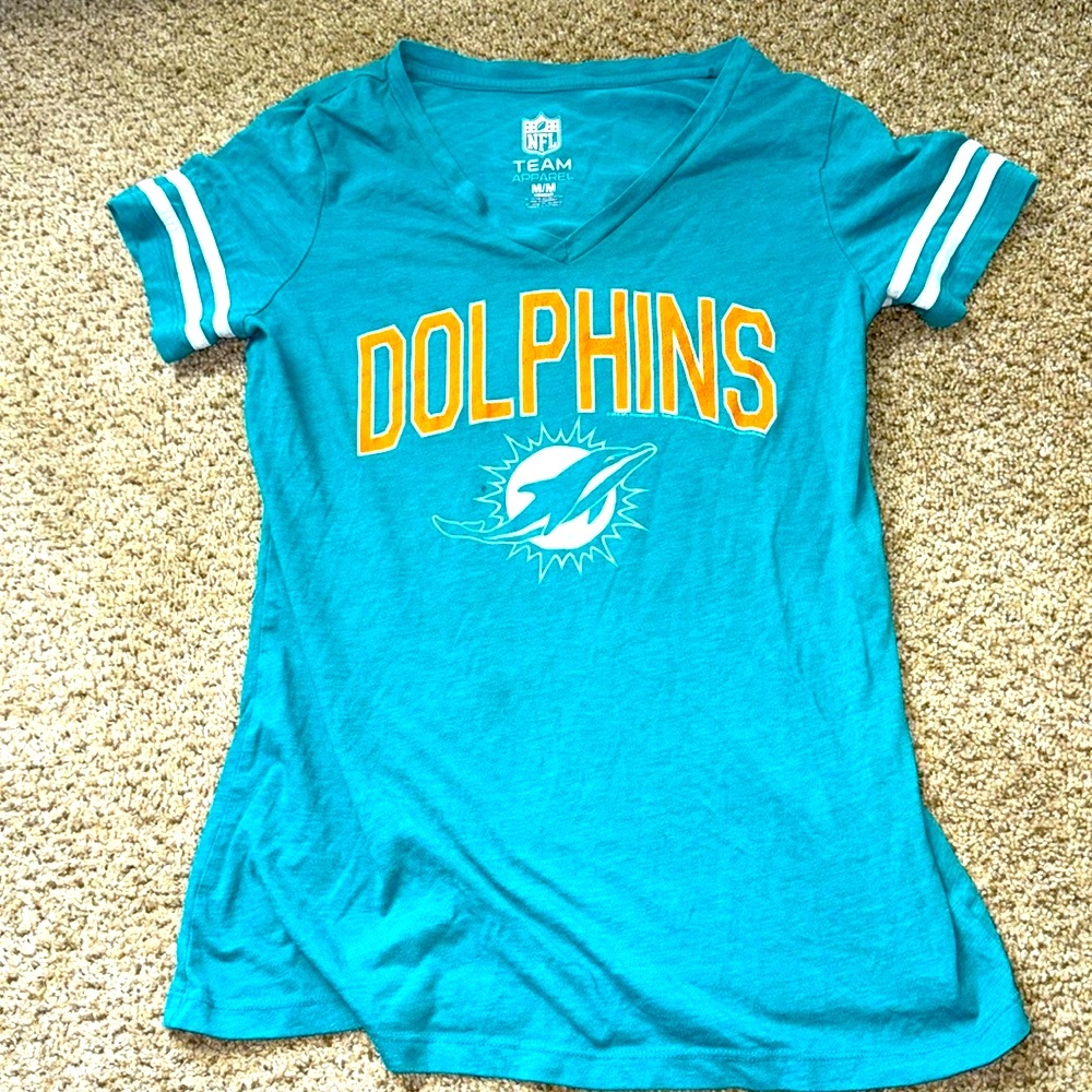 Women's Miami Dolphins V-Neck Short Sleeve Shirt - Medium (Minor Imperfection)